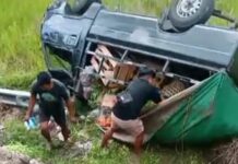 L300 Masuk Sawah di Jalan Nanggulan – Mendut